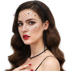 2 قطعة عقال الحجاب الأسود ، 1920s شبكة قفص العصافير الحجاب ، الحجاب خمر العرائس للنساء حفل زفاف الفاسناتور الهالوين in Kuwait