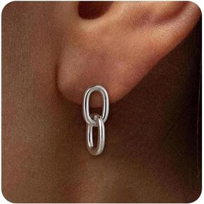 Gold Earrings for Women 14k Plated Gold Statement Drop Dangle Hypoallergenic Trendy Dainty Minimalist Paperclip Link Earrings Jewelry Gifts in Saudi Arabia