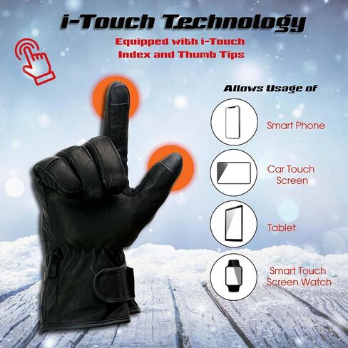 قفازات شتوية من الجلد الأسود الدافئ للنساء من Milwaukee Leather MG7713SET - حزام سلكي وi-Touch in Saudi Arabia