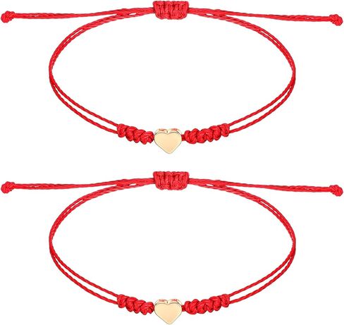 Red String Bracelet for Women, 2Pcs Thread Bracelets, Protection Matching Heart Bracelets, Mother Daughter & Couple Bracelet, Ideal Christmas Valentine's Gifts in Saudi Arabia
