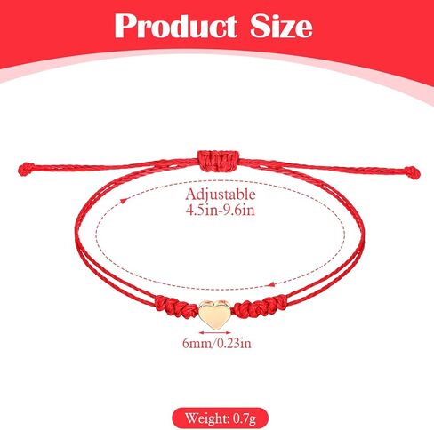 Red String Bracelet for Women, 2Pcs Thread Bracelets, Protection Matching Heart Bracelets, Mother Daughter & Couple Bracelet, Ideal Christmas Valentine's Gifts in Saudi Arabia