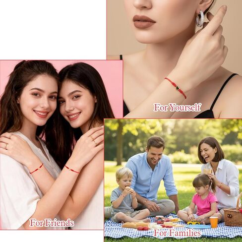 Red String Bracelet for Women, 2Pcs Thread Bracelets, Protection Matching Heart Bracelets, Mother Daughter & Couple Bracelet, Ideal Christmas Valentine's Gifts in Saudi Arabia