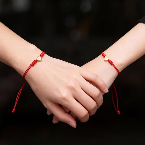 Red String Bracelet for Women, 2Pcs Thread Bracelets, Protection Matching Heart Bracelets, Mother Daughter & Couple Bracelet, Ideal Christmas Valentine's Gifts in Saudi Arabia