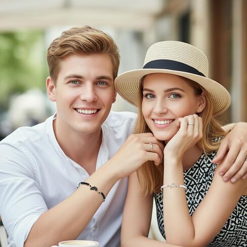 2 جهاز كمبيوتر شخصى سوار أفضل صديق، أساور فراشة BFF، أساور مطابقة حبلا قابل للتعديل للأزواج، اليدوية سحر الصداقة سوار مجوهرات هدايا للنساء الأزواج Bestie (أسود أبيض) in Kuwait