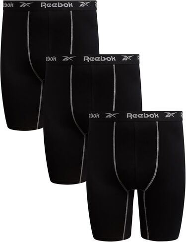 Reebok Mens Boxer Briefs - 3 Pack Big & Tall 10" Inseam Long Leg Stretch Performance Mens Underwear Boxers with Contour Pouch in Kuwait