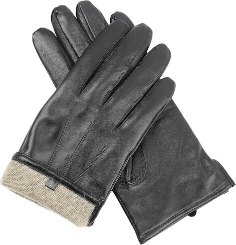 قفازات جلدية مبطنة بالكشمير من جلد الغنم الفاخر للرجال in Kuwait