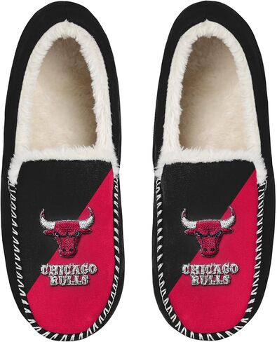 FOCO NBA Unisex-Adult Officially Licensed Color Block Primary Logo Sherpa Lined Moccasin Slippers in Saudi Arabia