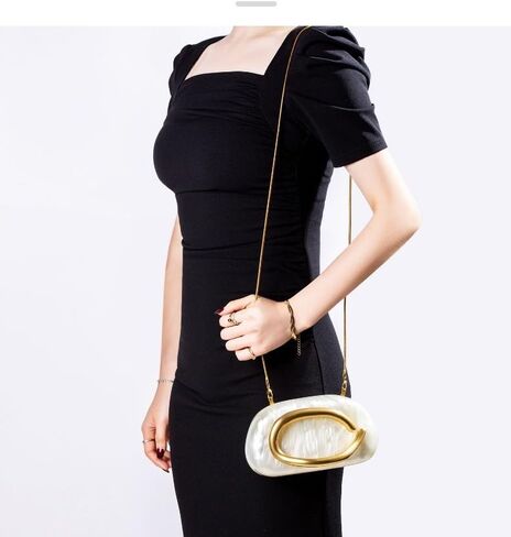 Acrylic Evening Bag Clutch Purses for Women, Elegant Pearl & Marble Trendy Ladies Shoulder Crossbody Handbag with Chain for Wedding Party Prom in Saudi Arabia