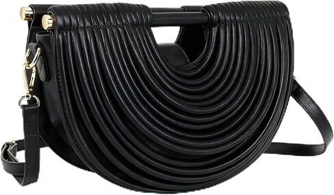 Half-Moon Clutch Purse for Women Wedding Woven Evening Shoulder Bag Top Handle Gold Party Prom Handbag in Saudi Arabia