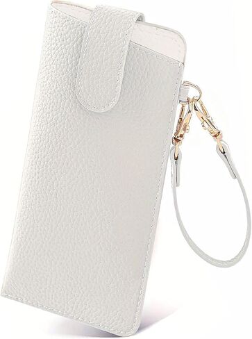 حافظات نظارات ناعمة، حقيبة نظارات شمسية محمولة مع حزام معصم بمشبك زر، حافظات جلدية للنظارات حافظة نظارات سفر للنساء والرجال (أبيض) in Kuwait