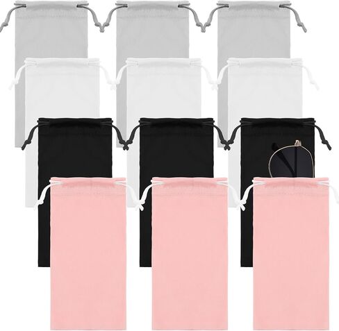 Sibba 12x Microfiber Glasses Sleeve Case Sunglasses Pouch Bag Sunglass Case Cell Phone Soft Eyeglass Pouch Portable Eye Glass Cases Men Women Drawstring Storage Bag for Smartphone, Watch, Headphones in Saudi Arabia