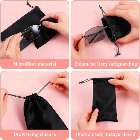 Sibba 12x Microfiber Glasses Sleeve Case Sunglasses Pouch Bag Sunglass Case Cell Phone Soft Eyeglass Pouch Portable Eye Glass Cases Men Women Drawstring Storage Bag for Smartphone, Watch, Headphones in Saudi Arabia