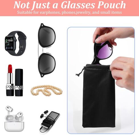 Sibba 12x Microfiber Glasses Sleeve Case Sunglasses Pouch Bag Sunglass Case Cell Phone Soft Eyeglass Pouch Portable Eye Glass Cases Men Women Drawstring Storage Bag for Smartphone, Watch, Headphones in Saudi Arabia