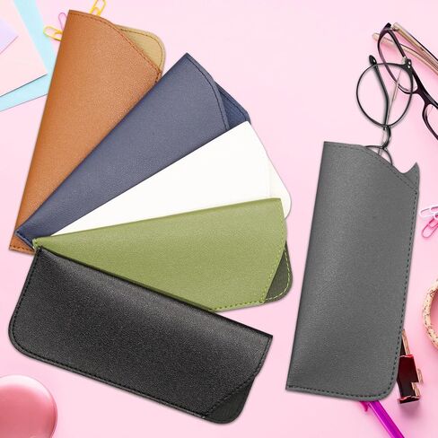 6Pcs Soft Eyeglass Cases, Portable Leather Eyeglass Case Sunglass Case, Anti Scratch Glasses Pouch Reading Glasses Case Glass Bag for Storing Glasses Cashes Coins Headphones Keys in Saudi Arabia