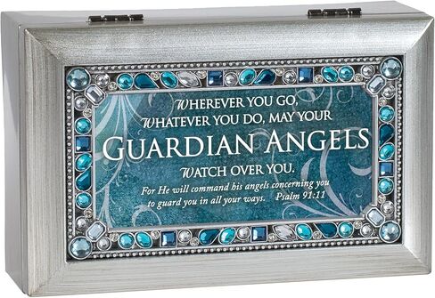 Cottage Garden Guardian Angels Watch Over You Brushed Silvertone Jewelry Music Box Plays Amazing Grace in Saudi Arabia
