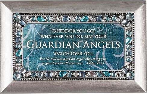 Cottage Garden Guardian Angels Watch Over You Brushed Silvertone Jewelry Music Box Plays Amazing Grace in Saudi Arabia