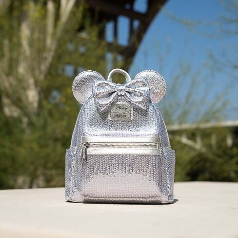 حقيبة ظهر نسائية من Loungefly Disney Minnie Mouse Platinum Sequin in Kuwait