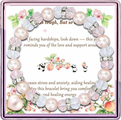 Inspirational Gifts for Women:Good Luck Healing Natural Stone Strawberry Pendant Bracelets - Get Well Soon Gifts for Women Friends Sister Daughter - Life is Tough But So are You,Birthday,Retirement,Graduation,Christmas,Mothers Day Gifts for Women in Saudi Arabia