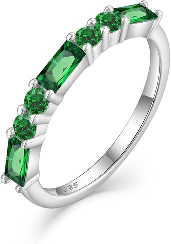 925 Sterling Silver Stackable Rings for Women, Square Round Birthstone Eternity Stacking Ring Band Jewelry Gifts for Her in Saudi Arabia