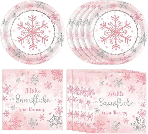 40PCS Blue Snowflake Party Supplies Winter Wonderland Birthday Party Supplies Tableware Set Including Blue and Silver Snowflake Plates Napkins for Christmas Holiday Winter Parties in Kuwait