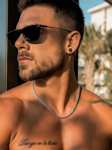 Richsteel Red/Black Cubic Zirconia Stud Earrings with Dangling Cuban Chain for Men Women Stainless Steel Hypoallergenic Punk Rock Street Viking Style Wolf Tooth Ear Stud in Saudi Arabia