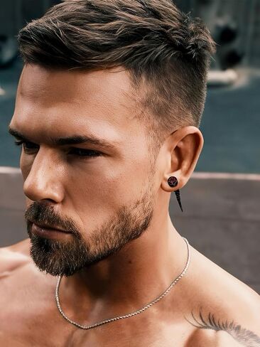Richsteel Red/Black Cubic Zirconia Stud Earrings with Dangling Cuban Chain for Men Women Stainless Steel Hypoallergenic Punk Rock Street Viking Style Wolf Tooth Ear Stud in Saudi Arabia