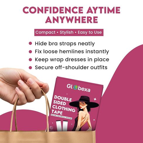 150 Strips Double-Sided Clothing Tape for Women | Clear Body & Dress Tape | Strong Hold, Invisible, Hypoallergenic Fabric Tape for Dresses, Tops & Lingerie in Saudi Arabia