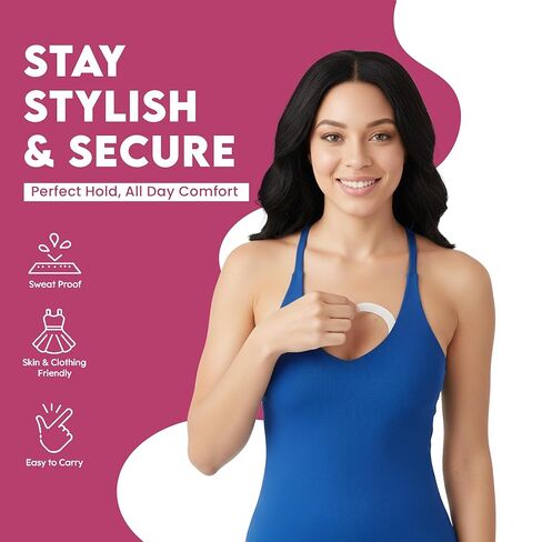 150 Strips Double-Sided Clothing Tape for Women | Clear Body & Dress Tape | Strong Hold, Invisible, Hypoallergenic Fabric Tape for Dresses, Tops & Lingerie in Saudi Arabia