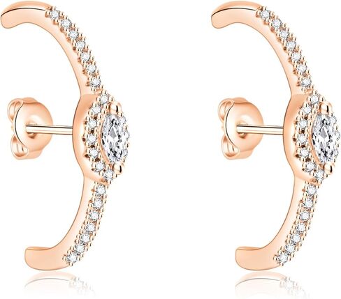 18K Gold Plated Huggie Earrings for Women | Dainty CZ Evil Eye Pavé Ear Stud Crawler Hugs Faux Diamond Ear Climber Fashion Earrings in Saudi Arabia
