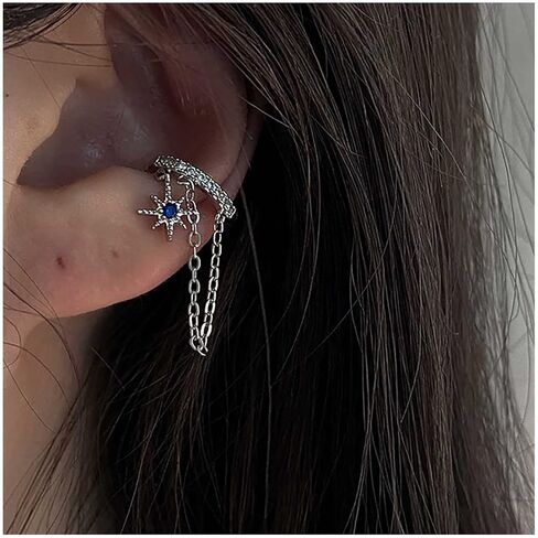 Andelaisi Boho الياقوت ستار الأذن الكفة أقراط خمر كريستال الكفة سلسلة أقراط الذهب انفجار النجمي كليب الكفة أقراط تشيكوسلوفاكيا شرابة الغضروف كليب أقراط مجوهرات للنساء والفتيات in Saudi Arabia