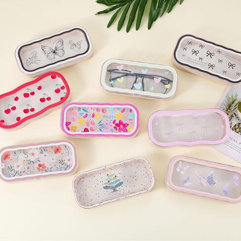 Glasses Case Hard Shell, Clear Eyeglass Case, Cute Coquette Holder for Sunglasses and Reading Glasses in Saudi Arabia