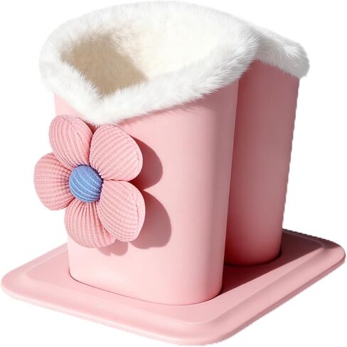 Plush Fluffy Lined Anti-scratch Eyeglasses Holder Protective Glasses Stand Case with Flower Design in Saudi Arabia