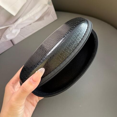 1 Piece Portable Faux Leather Sunglasses Case Black Hard Travel Eyeglass Box Eye Eyewear Protective Zipper Cases 16.8 * 7.5 * 6cm in Saudi Arabia