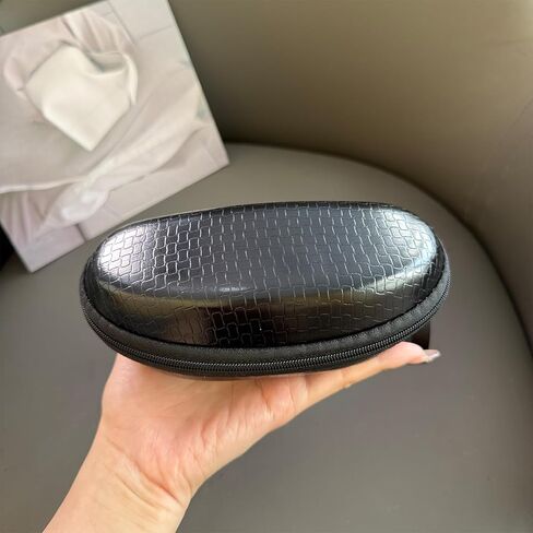 1 Piece Portable Faux Leather Sunglasses Case Black Hard Travel Eyeglass Box Eye Eyewear Protective Zipper Cases 16.8 * 7.5 * 6cm in Saudi Arabia