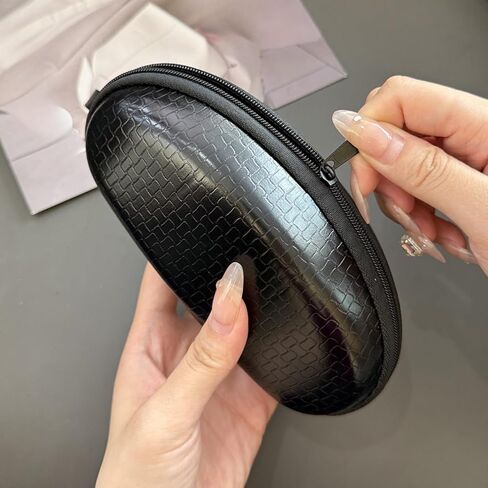 1 Piece Portable Faux Leather Sunglasses Case Black Hard Travel Eyeglass Box Eye Eyewear Protective Zipper Cases 16.8 * 7.5 * 6cm in Saudi Arabia