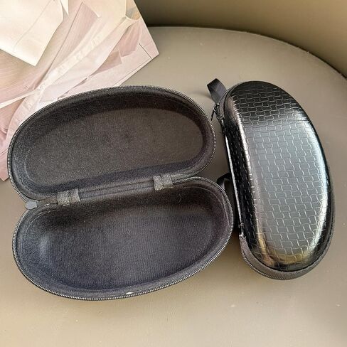 1 Piece Portable Faux Leather Sunglasses Case Black Hard Travel Eyeglass Box Eye Eyewear Protective Zipper Cases 16.8 * 7.5 * 6cm in Saudi Arabia