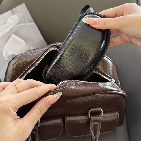 1 Piece Portable Faux Leather Sunglasses Case Black Hard Travel Eyeglass Box Eye Eyewear Protective Zipper Cases 16.8 * 7.5 * 6cm in Saudi Arabia
