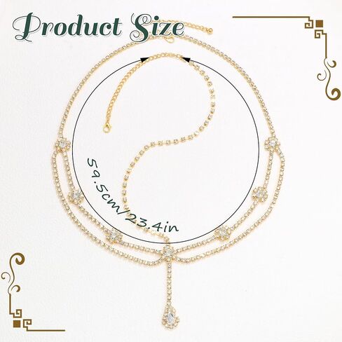 Gold Rhinestone Head Chain Crystal Pendant Headbands Layered Headpiece Festival Valentines Prom Costume Hair Accessories for Women in Saudi Arabia