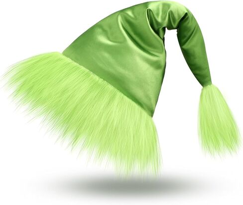 Geyoga Christmas Lime Green Hat Faux Fur Green Christmas Santa Hat Winter Headwear for Halloween Xmas Holiday Cosplay Party Supplies in Saudi Arabia