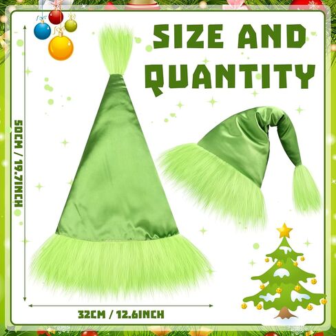 Geyoga Christmas Lime Green Hat Faux Fur Green Christmas Santa Hat Winter Headwear for Halloween Xmas Holiday Cosplay Party Supplies in Saudi Arabia
