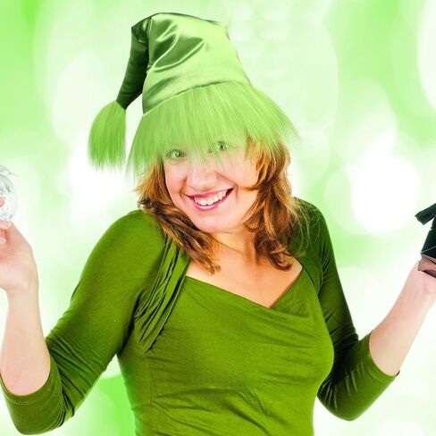 Geyoga Christmas Lime Green Hat Faux Fur Green Christmas Santa Hat Winter Headwear for Halloween Xmas Holiday Cosplay Party Supplies in Saudi Arabia