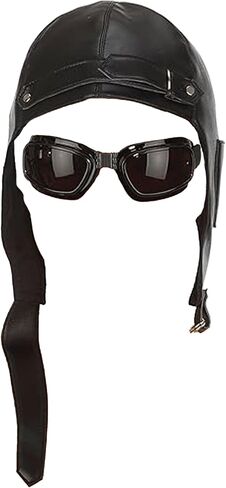 Aviator Hat and Goggles | Aviator Pilot Costume Accessories | Retro Pilots Hat in Saudi Arabia