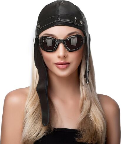 Aviator Hat and Goggles | Aviator Pilot Costume Accessories | Retro Pilots Hat in Saudi Arabia