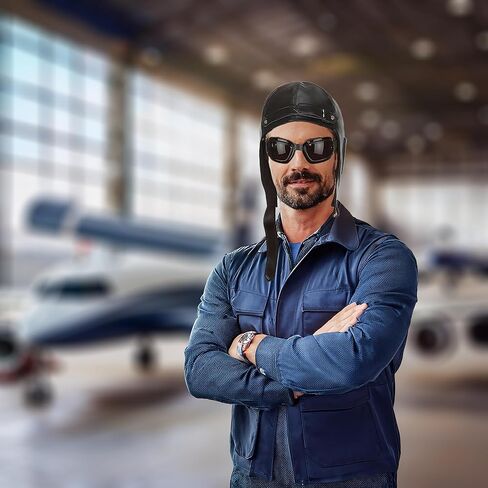 Aviator Hat and Goggles | Aviator Pilot Costume Accessories | Retro Pilots Hat in Saudi Arabia