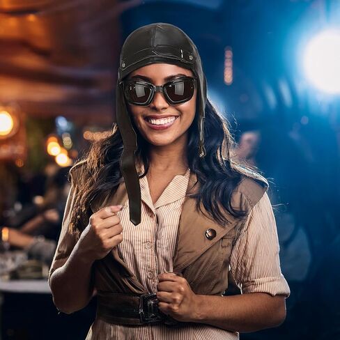 Aviator Hat and Goggles | Aviator Pilot Costume Accessories | Retro Pilots Hat in Saudi Arabia