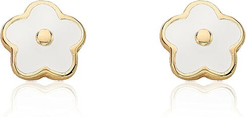 قرط زهرة متجمد مطلي بالذهب عيار 14 قيراط باللون الوردي الساخن/ in Kuwait