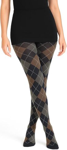 الجوارب النسائية التراثية بنمط Argyle، النبيذ والشاقول، رمادي داكن ورمادي، أسود ورمادي، قابل للتمدد، 60 دينيير، سميك، in Kuwait