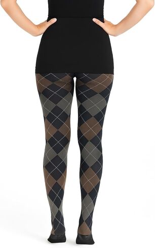 الجوارب النسائية التراثية بنمط Argyle، النبيذ والشاقول، رمادي داكن ورمادي، أسود ورمادي، قابل للتمدد، 60 دينيير، سميك، in Kuwait