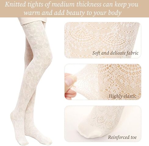 3 Pairs White Lace Tights for Women Heart Stockings Vertical Strips Pantyhose Fishnet Hollow Out Knitted Tights in Saudi Arabia