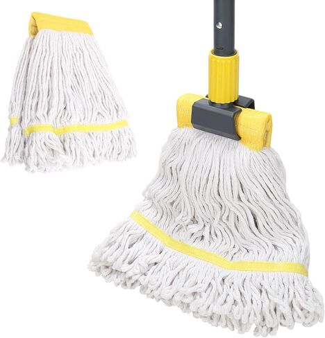 KeFanta 60" Heavy Duty Commercial Mops for Floor Cleaning,Looped-End String Industrial Mop with Long Handle, Cotton Wet Mop for Home, Kitchen, Garage, Office and Concrete/Tile Floor in Kuwait